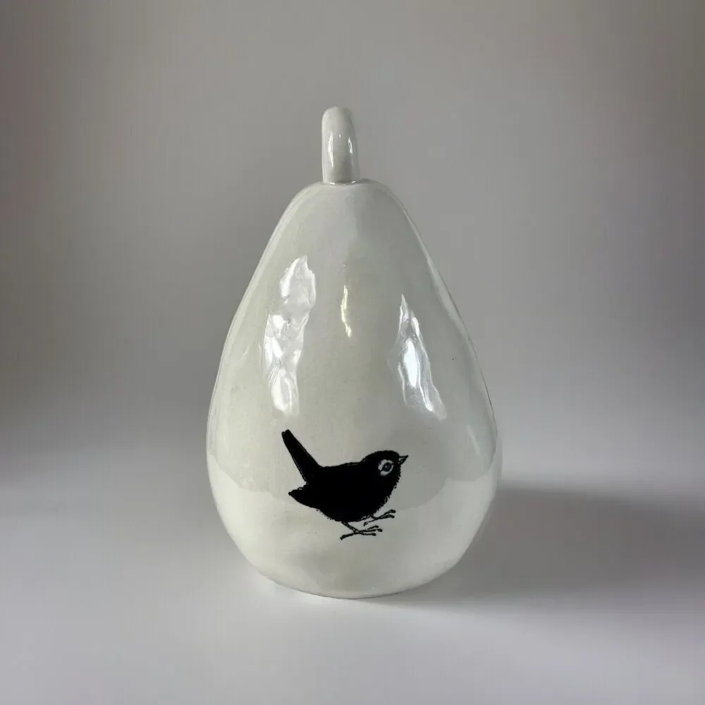 Rae Dunn CHIRP Teardrop Birdhouse Black Bird Black & White NEW w/o RIBBON TAG
